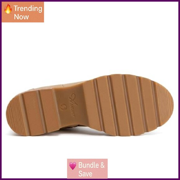 Women's Ankle Boots Lug Sole Chunky Low Heel Zipper Booties Comfortable - Picture 5 of 8